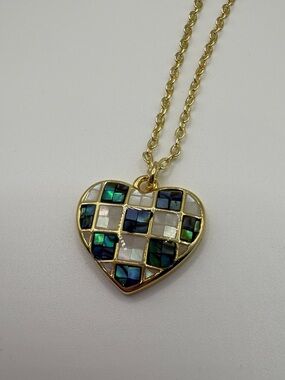 Costal Caviar Club Costal Checkered Heart Pendant Necklace New without tags